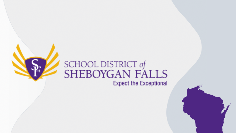 School District of Sheboygan Falls: Expect the Exceptional logo and a map of Wisconsin