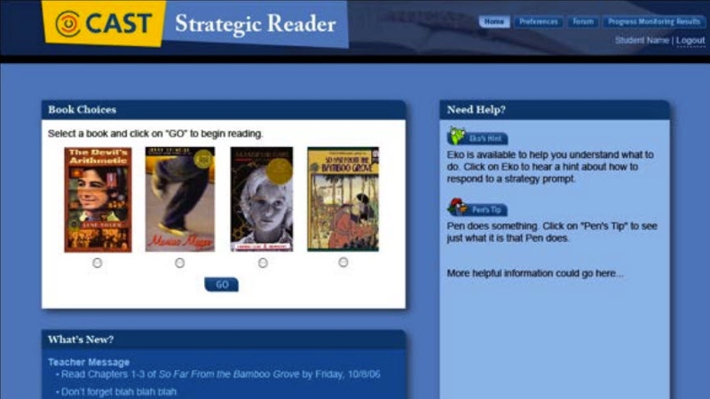 Screenshot of CAST Strategic Reader